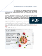 Lecture 9. Public Health Nutrition Lecture 10. Obesity & Intro To NCD's