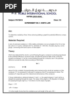 NOTES (2023-2024) Subject: PHYSICS Class: XII Experiment No.1: Ohm'S Law