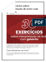 30 Exercícios Sobre Interpretação de Texto Com Gabarito