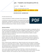 Entrega Da Avaliação - Trabalho Da Disciplina (AVA 2) TEORIA DAS ORGANIZAÇÕES