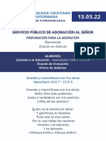 Servicio Público de Adoración - MARZO 13 2022