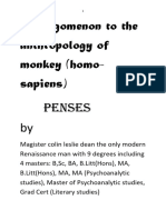 Prolegomenon To The Anthropology of Monkey (Homo-Sapiens)