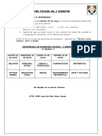 Exámenes Finales Del I - Bimestre: 02 de Mayo