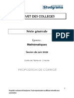 Brevet General Maths Correction