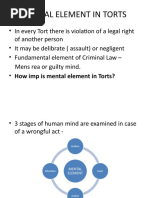 UNIT 1 C. Mental Element in Torts