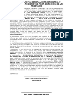 Acta de La Junta General Extraordinaria y Universal de Accionistas para Obtención de Un Préstamo