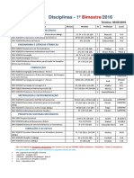 Horário Disciplinas 2016 1