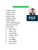 Capitals of All Asian Countries List-50 MW - Notes