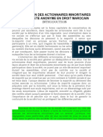 La Protection Des Actionnaires Minoritaires Dans La Societe Anonyme en Droit Marocain