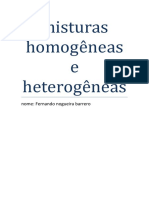 Misturas Homogêneas e Heterogêneas