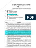 Table of Equivalences For ENGLISH Language Level