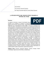 La Provincia Norte Como Iniciativa para El Desarrollo Regional Del Tolima