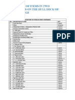 Inventory of Items in Barge Containers 1&2