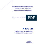 RAC 21 - Certificación de Aeronaves y Componentes de Aeronaves