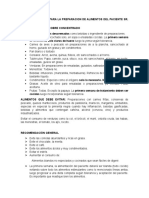 Recomendaciones para La Preparacion de Alimentos Del Paciente SR