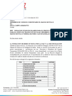 Carta de Entrega de Donacion de Utiles Escolares C.C El Mango de Pua Ii 2023