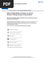 Effect of High Fidelity Simulation On Clinical Decision Making Among Nursing Students