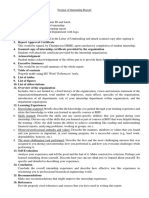 Format of Internship Report