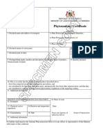 Specimen de Certificat Phytosanitaire