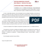 Aruja Homologação Edital de Resultado Final e Homologação