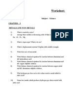 Class 10 Science Metals and Non-Metals Worksheet