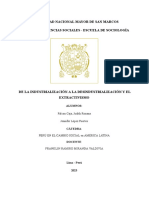 Informe de La Industrialización A La Desindustrialización y El Extractivismo