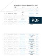 2022 FIFA World Cup Schedule in Malaysian Standard Time