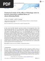 Numerical Study of The Effect of Blockage Ratio in Forced Convection Confined Flows of Shear Thinning Fluids