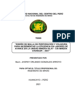 Tesis Diseño de Malla de Perforacion y Voladura para Incrementar La Eficiencia en Labores de Avance en La Um Eslay CIA Minera Chungar