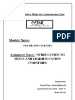 Module Name: Assignment Name-INTRODUCTION TO Media and Communication Industries