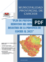 Plan de Prevencion y Reduccion Del Riesgo de Desastres Del Distritos de La Provincia de Canchis Al 2023