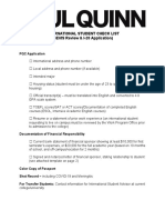 International Student Application Check List Fillable PDF