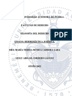 PROYECTO FINAL. ENSAYO HERMENÉUTICA JURÍDICA. Filosofía Del Derecho.