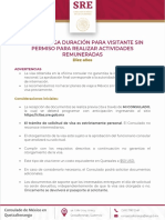 Visa de Visitante Sin Permiso para Realizar Actividades Remuneradas 10 Aos