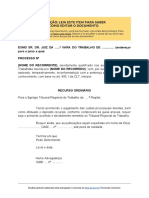 (Aurum) Modelo de Recurso Orinário Trabalhista