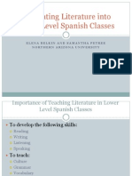 Integrating Literature Into Lower Level Spanish Classes