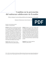 Cambios en La Prevención Del Embarazo Adolescente en Ecuador