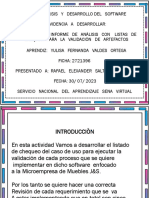 Elaboración Del Informe de Análisis Con Listas de Chequeo para La Validación de Artefactos.