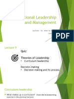 Educational Leadership and Management: Lecturer: Ms. Janet Au Yeung