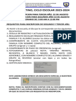 Requisitos para Inscripcion 3ro y 2do 2022-2023