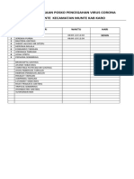 Jadwal Penjagaan Posko Pencegahan Virus Corona