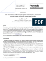 The Relationship Between Principals' Creativity and Personnel's Productivity in Technical - Vocational Colleges