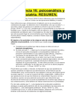 16 Conferencia. Psicoanalisis y Psiquiatria. Resumen