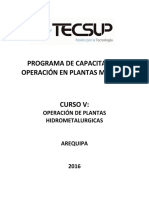 Operación de Plantas Hidrometalurgicas