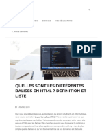 Balise HTML Toutes Les Différentes Balises HTML - Liste Complète