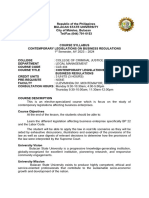 Syllabus Contemporary Legislations On Business Regulation Luzviminda Dv. Montemayor