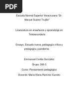 Ensayo. Escuela Nueva, Pedagogía Crítica y Pedagogía y Pandemia