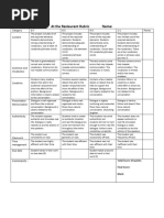 At The Restaurant Rubric 6th Graders