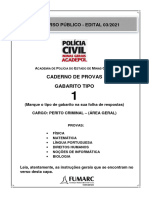 Fumarc 2021 PC MG Perito Criminal Prova