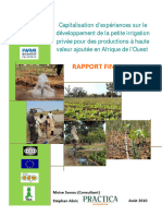 Capitalisation D Expériences Sur Le Développement de La Petite Irrigation Privée Pour Des Productions À Haute Valeur Ajoutée en Afrique de L Ouest